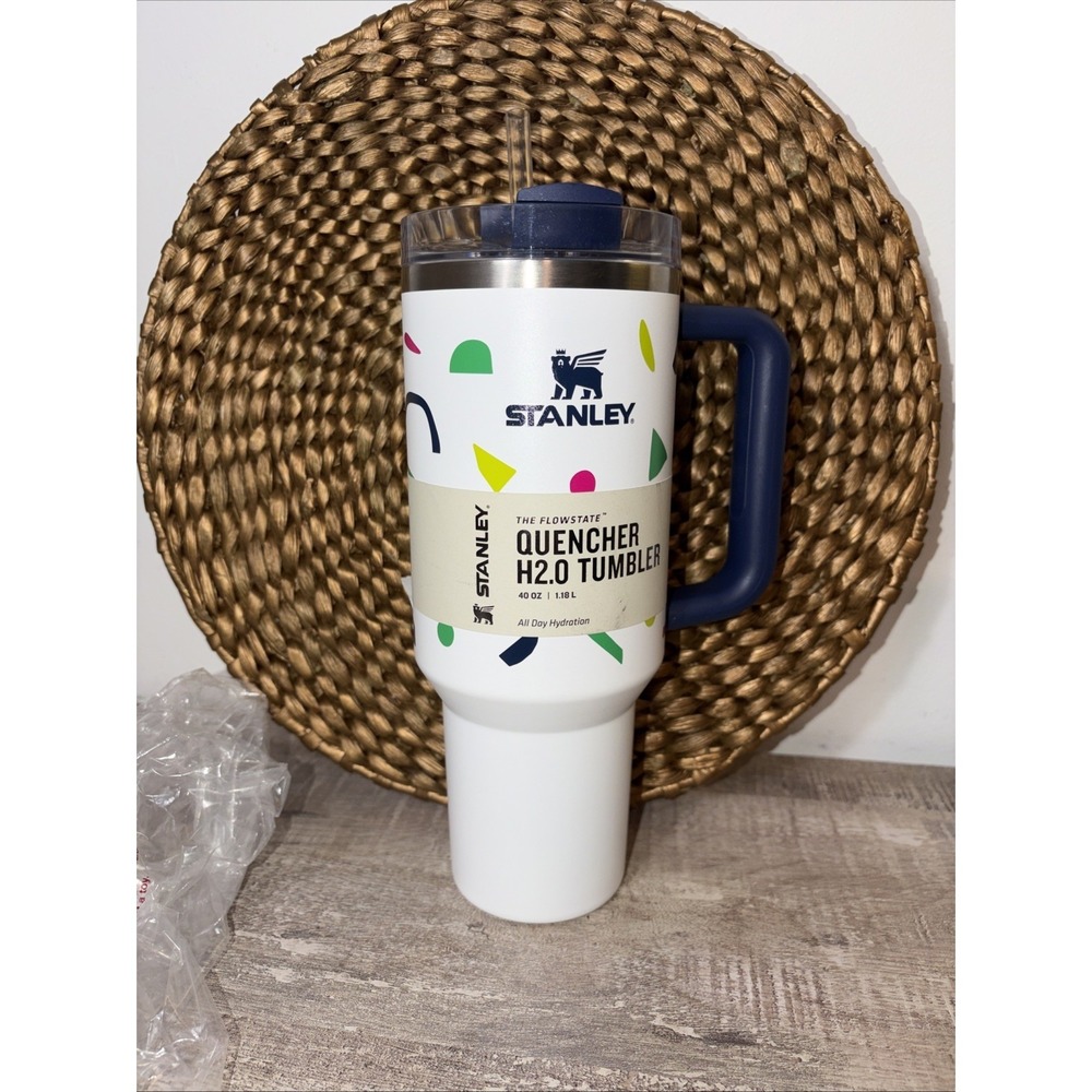 Stanley Cup 40oz The Flowstate Quencher H2.O Tumbler Confetti Terazzo White- NWT